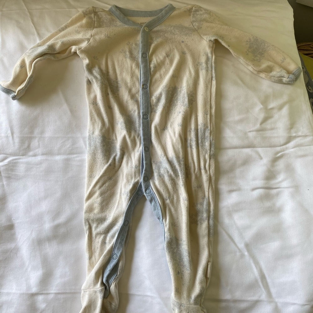 Cream and baby blue Burt’s Bees Baby sleeper